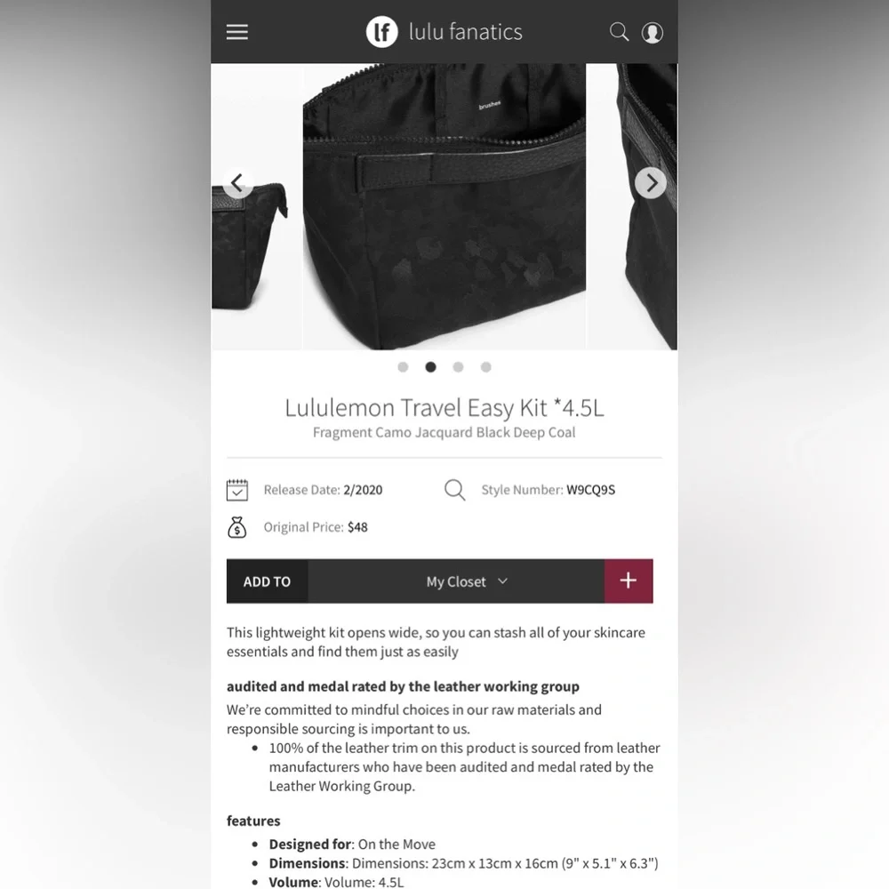 Lululemon Travel Easy Kit *4.5L